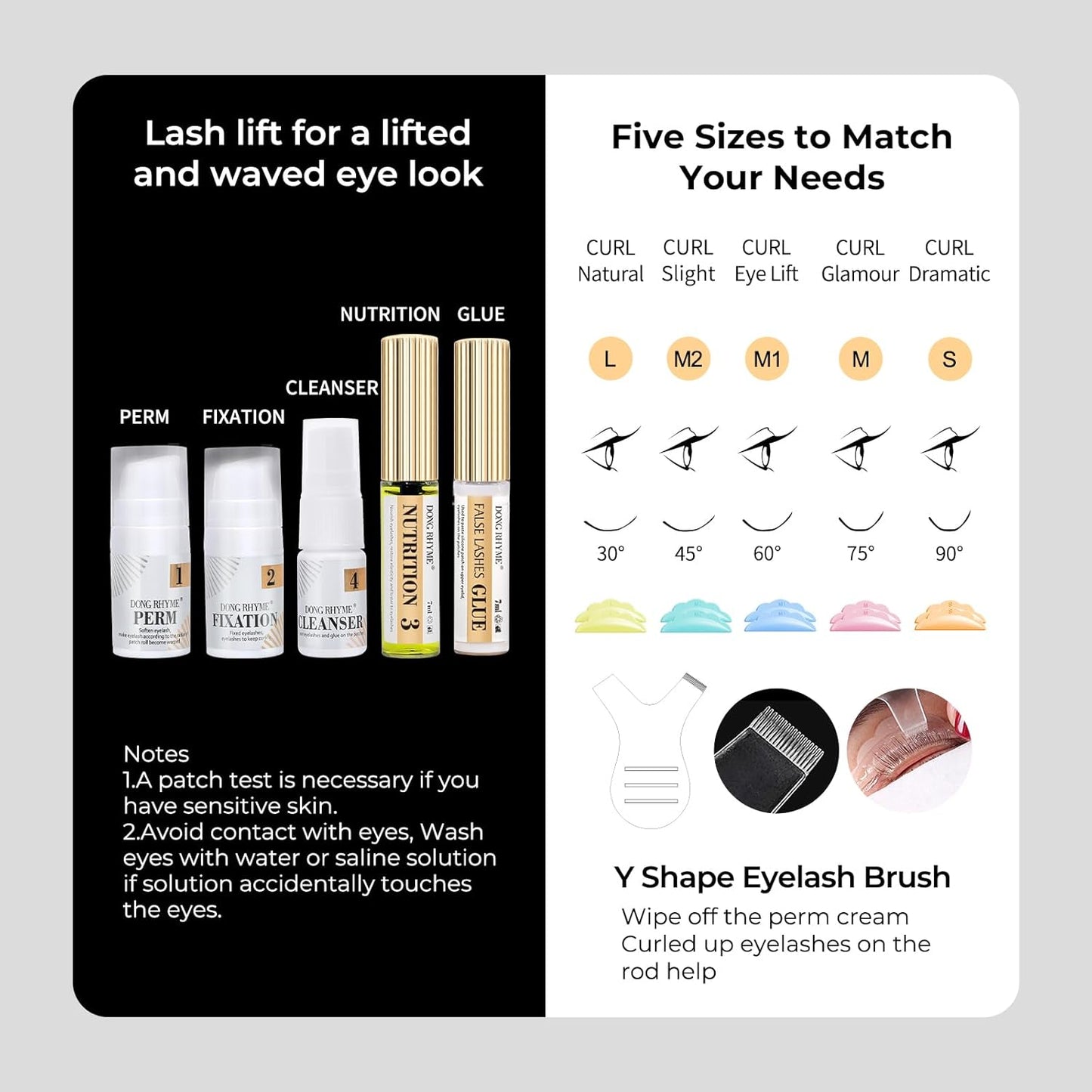 Lash Lift Kit - 2 in 1 Eyelash Perm Kit, Professional Instant Eyelash Lift Kit, Semi-Permanent Lash Curling Brow Lamination Kit, Salon Result for a Supermodel Look at Home Use by Dong Rhyme