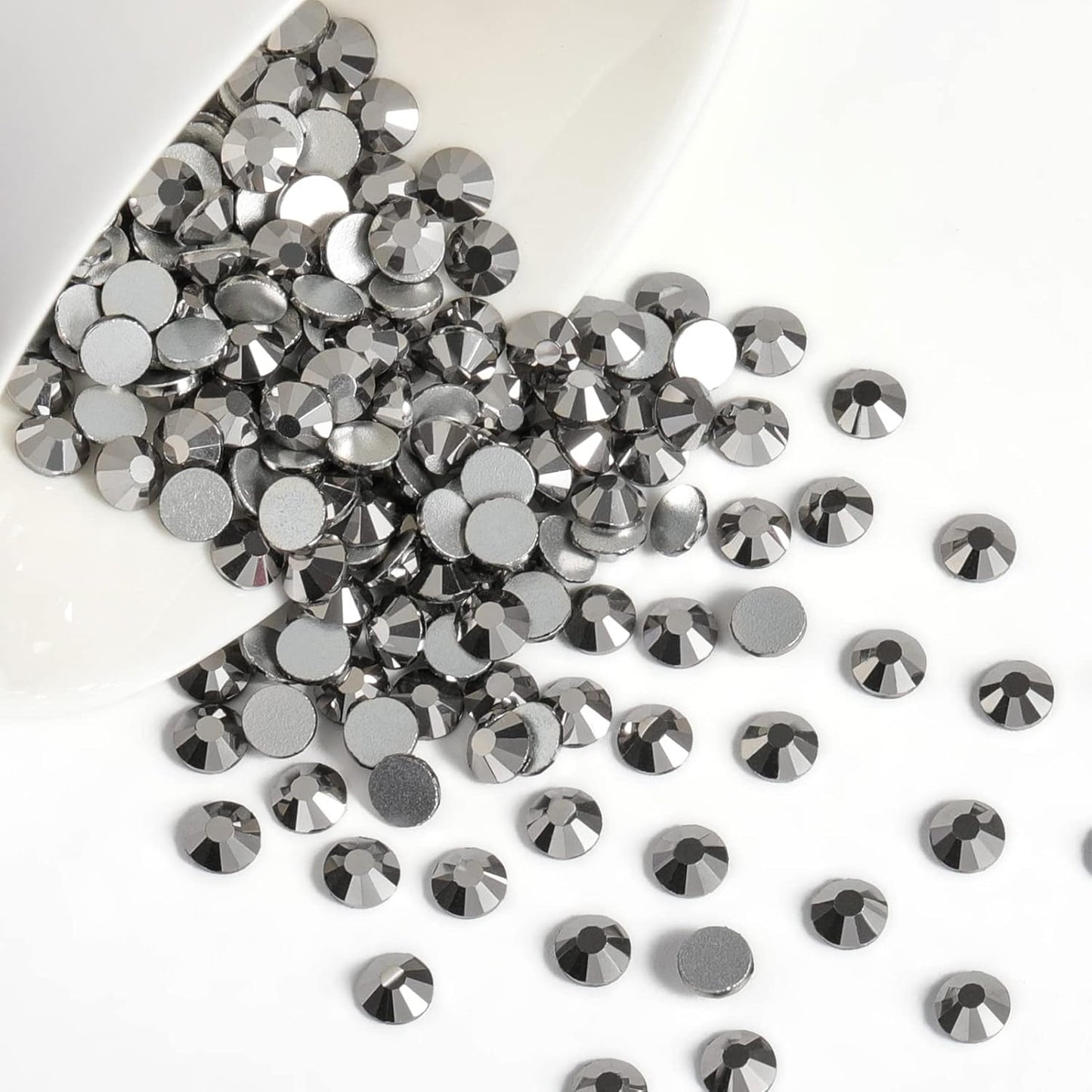 Beadsland 1440 Pieces Flat Back Crystal Rhinestones Round Gems,Hematite,SS6,1.9-2.1mm
