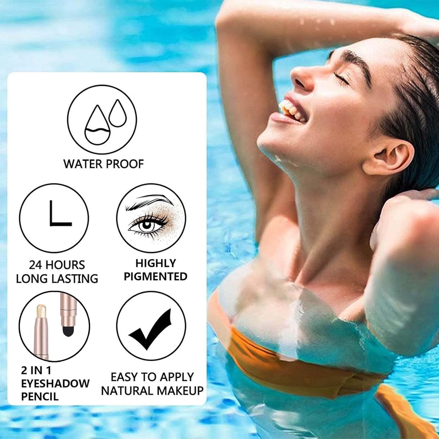 Champagne Eyeshadow Stick, Shimmer Cream Single Eyeshadow Pencil High Pigmented Eye Shadow Brightener Stick, Hypoallergenic Waterproof Long Lasting Highlighter stick Create Multi-Dimensional Eyes Look