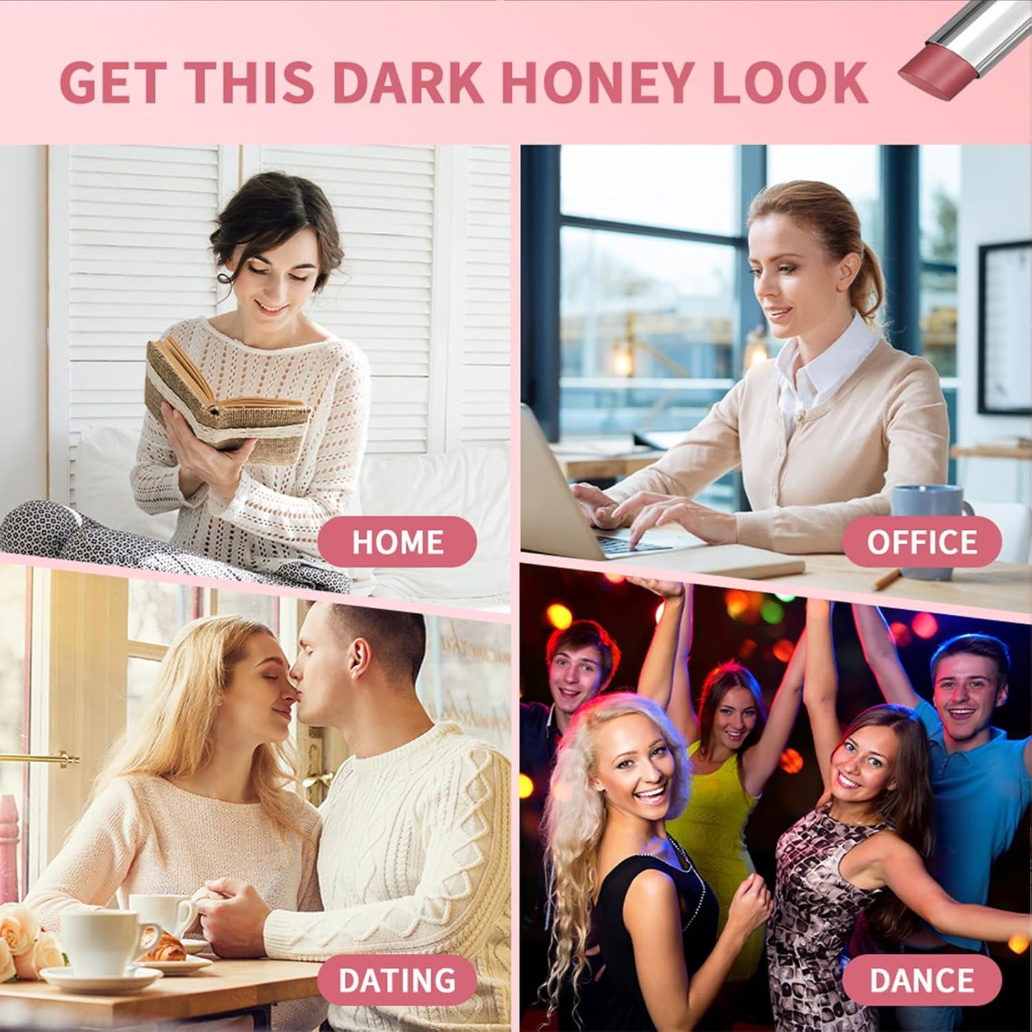 Black Honey Lip Balm, Lip Tinted, Moisturizing Lip Care for Soft Smooth Lips, Long Lasting Hydration, Natural Ingredients Nourishing Formula for Dry Lips (2PCS Pink Honey, Large)