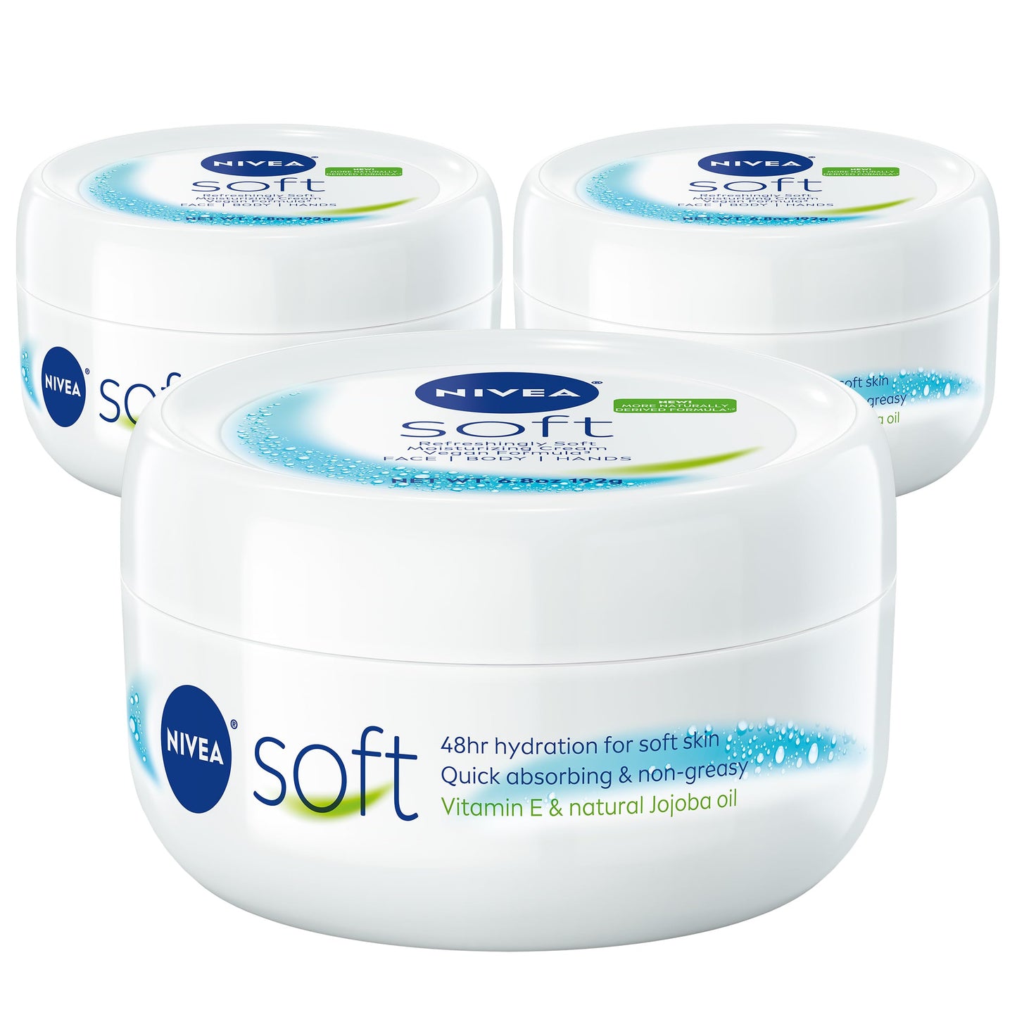NIVEA Soft Refreshingly Soft Moisturizing Cream, Multipack, 3 x 6.8 OZ