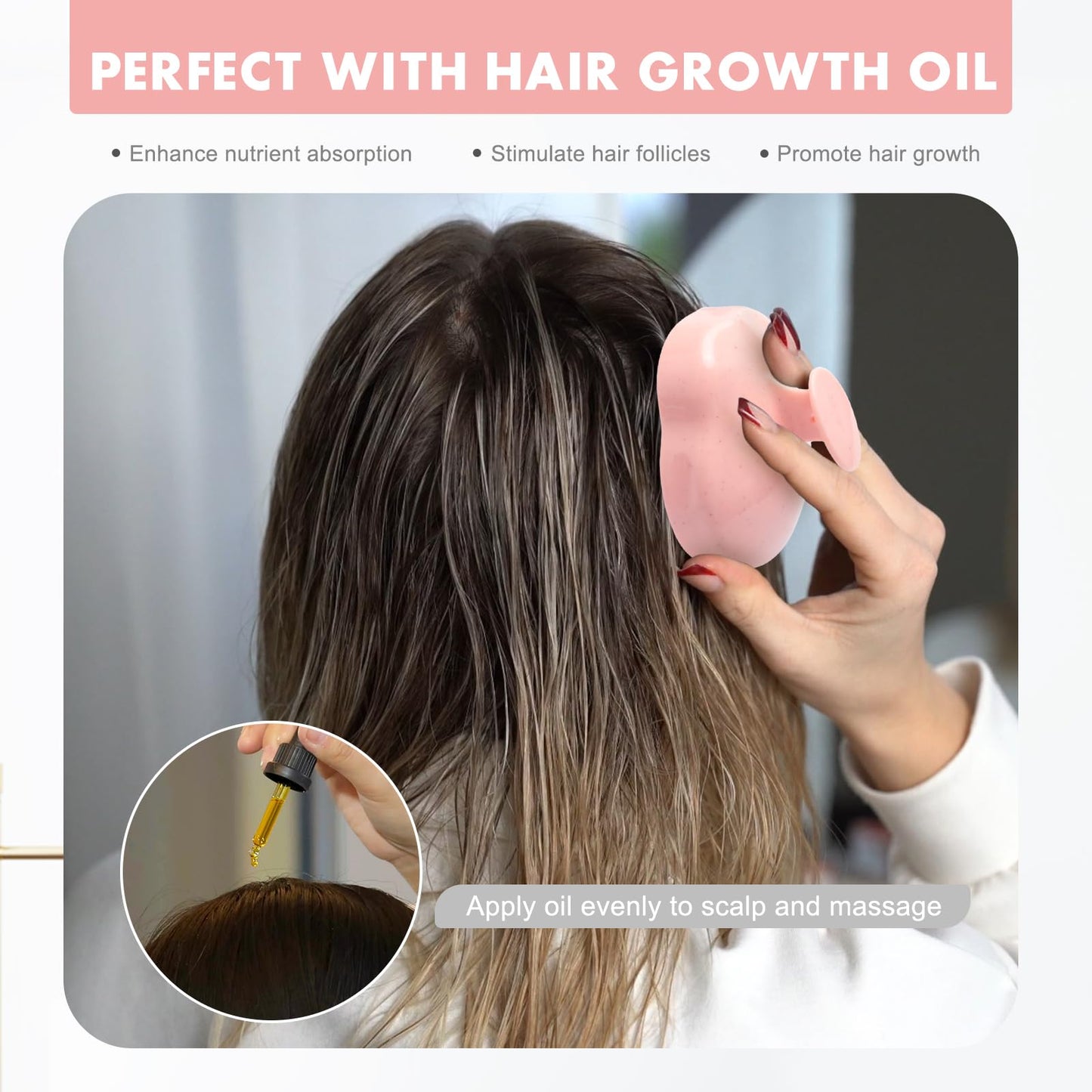 FREATECH Scalp Massager Hair Growth, Scalp Scrubber Shampoo Brush with Soft Silicone Bristles for