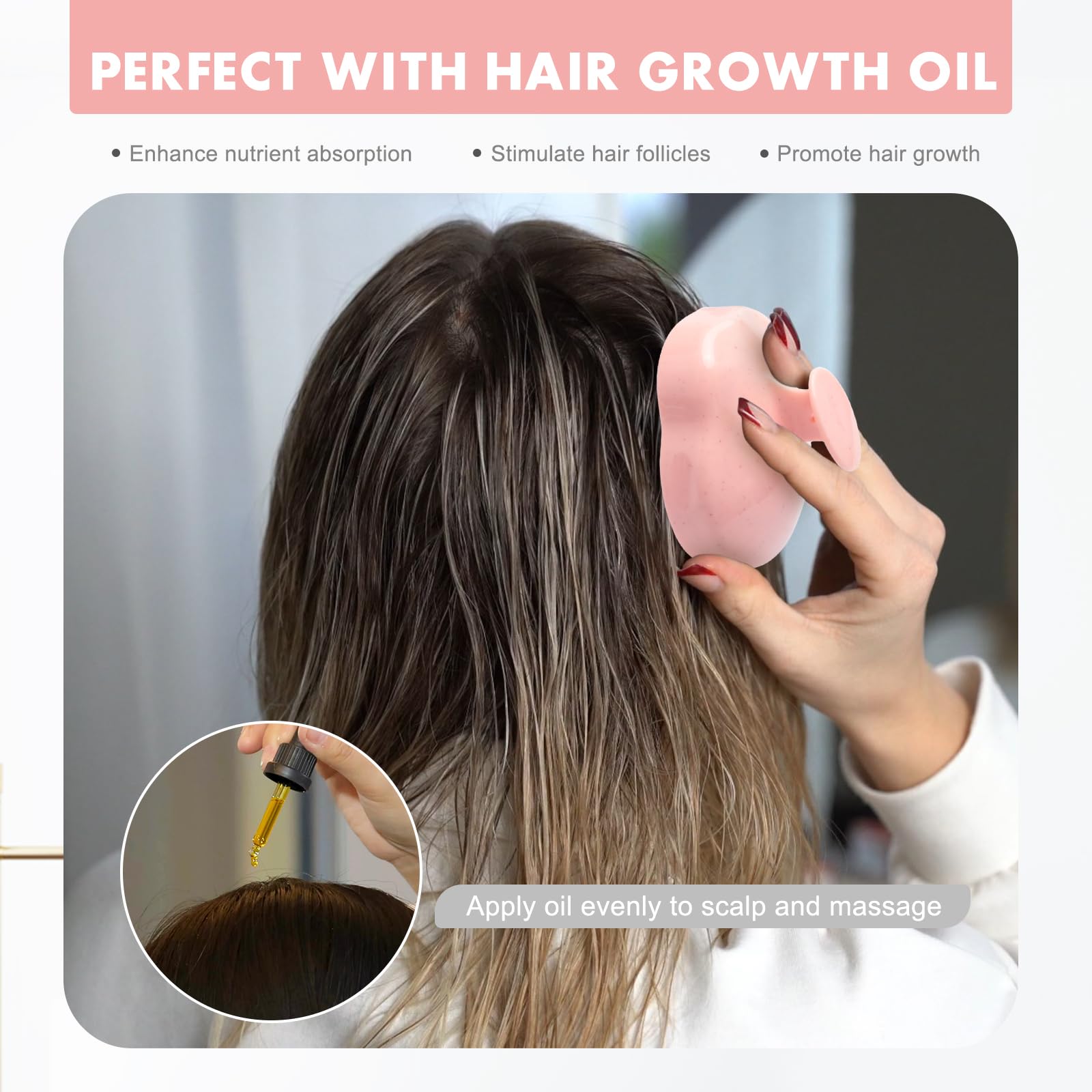 FREATECH Scalp Massager Hair Growth, Scalp Scrubber Shampoo Brush with Soft Silicone Bristles for