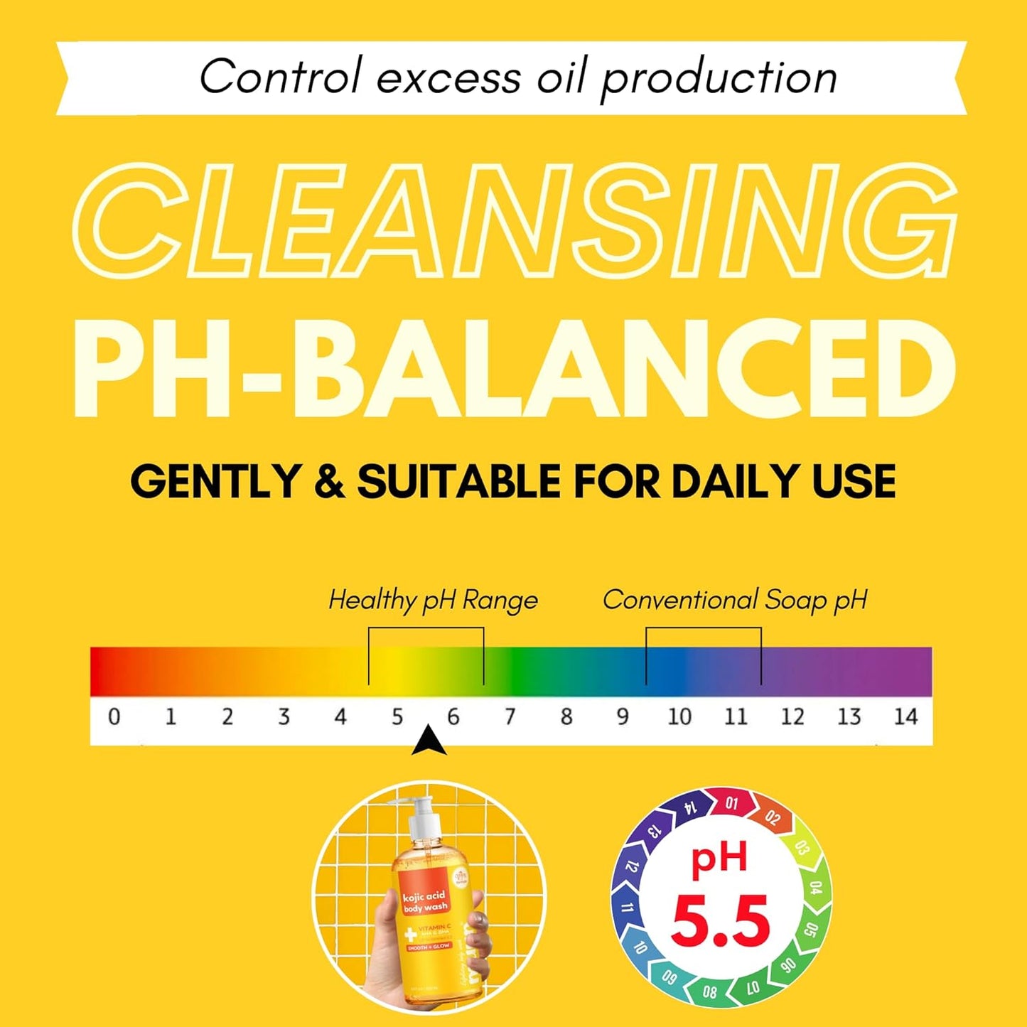 Muun Body Wash with AHA&BHA Exfoliating, 16.9 Fl Oz/500ml Prevent Ingrown Hair Even Skin Tone Underarm Bikini, Smoothe & Soften Body Wash