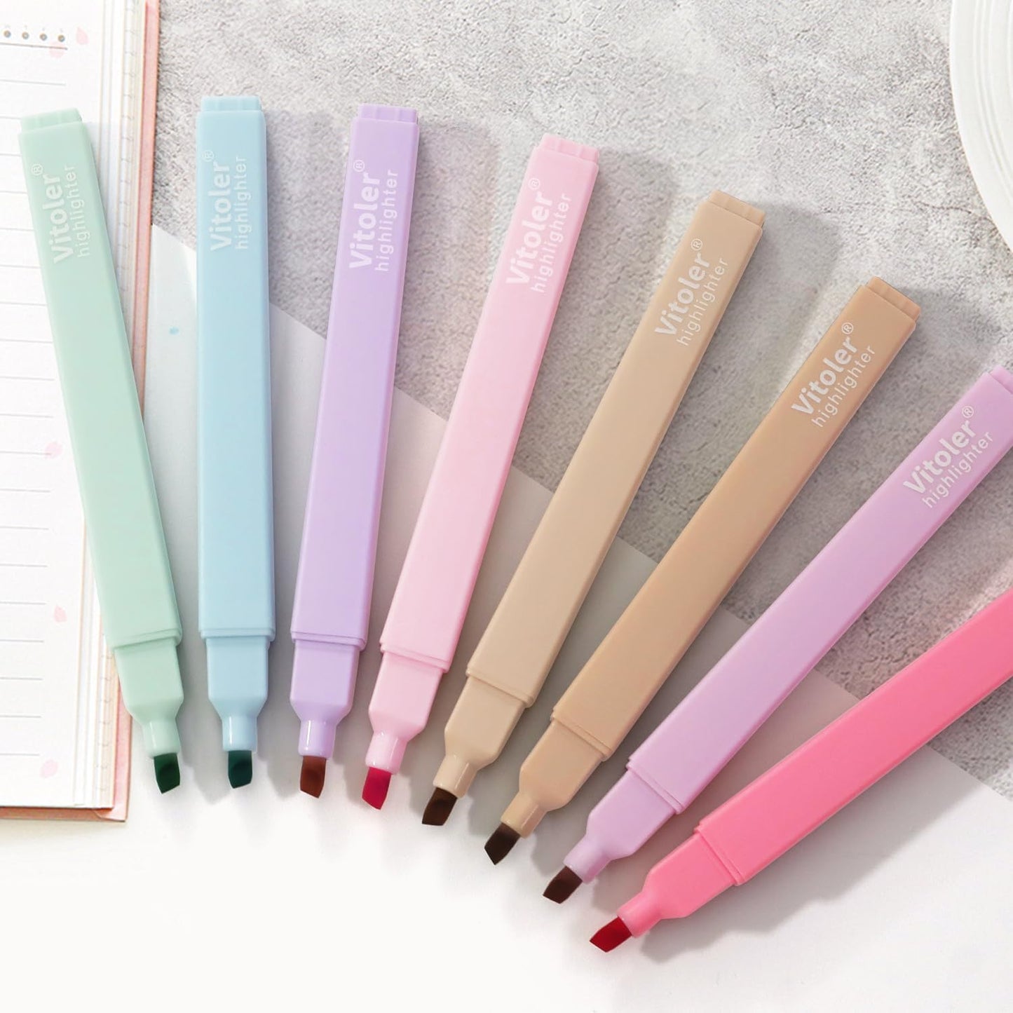 Vitoler Bible Highlighters Assorted Colors,8 Pack,Soft Chisel Tip,Cute Highlighters Set for Aesthetic School Office Supplies,Book Markers