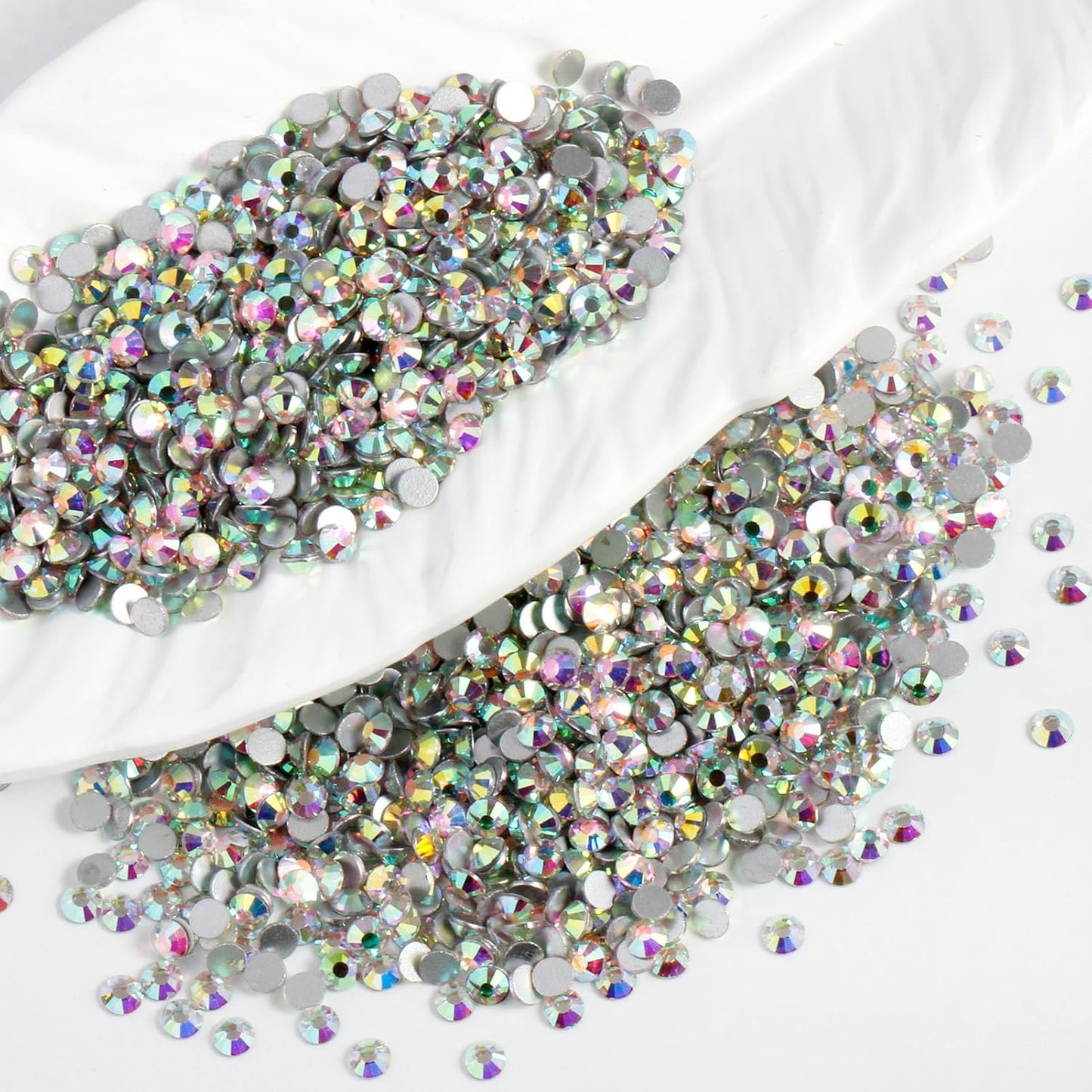 2000PCS SS20 Flatback Rhinestones | 12-Facet Diamond-Cut Glass Gems for Nail Art, Clothing, DIY Crafts |Glue-On Decoration Stones with Silver Backing(Crystal AB)