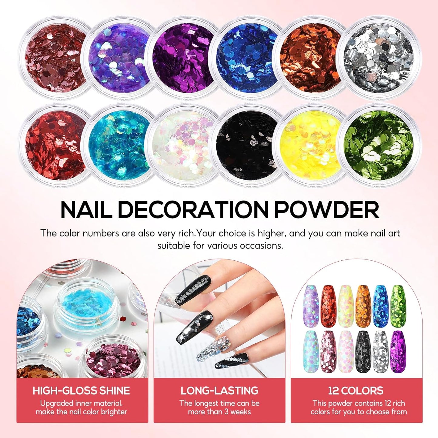 44PC Poly Nail Gel Kit with U V Lamp Starter Kit, 16ML 15 Colors Poly Extension Gel with Light Slip Solution Nail Rhinestones Glitter Decoration Powder Nail Art Kit for Beginners Gifts for Women