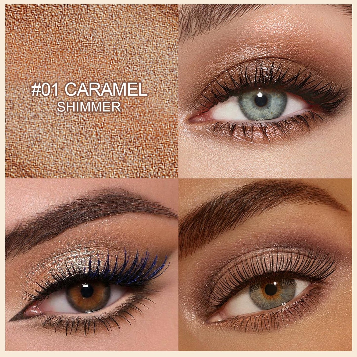 Erinde Waterproof Eyeshadow Stick, Cream Eye Shadow Stick, Long-Lasting, Crease-Proof, Cream to Powder Buildable & Blendable Eye Shadow Pencils Crayon, Vegan & Cruelty-Free, 01 Caramel