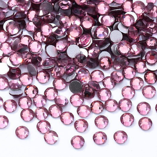 Light Amethyst Flatback Rhinestones, Glass Rhinestones for Nail Art and Craft, Glue Fix, Loose