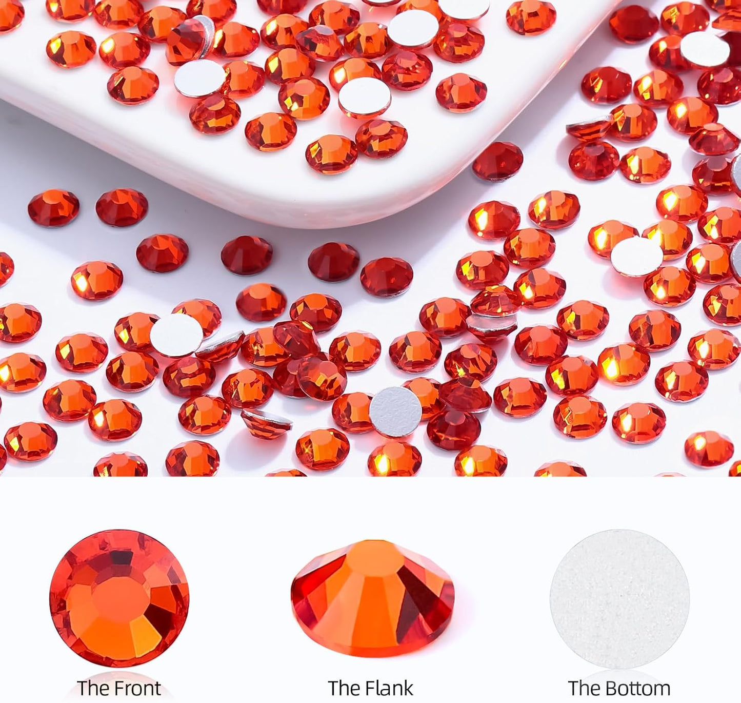 Hyacinth Flatback Rhinestones, Glass Rhinestones for Nail Art and Craft, Glue Fix, Loose Crystal Gemstones(Orange, SS16, 1440pcs, 3.8-4.0mm)