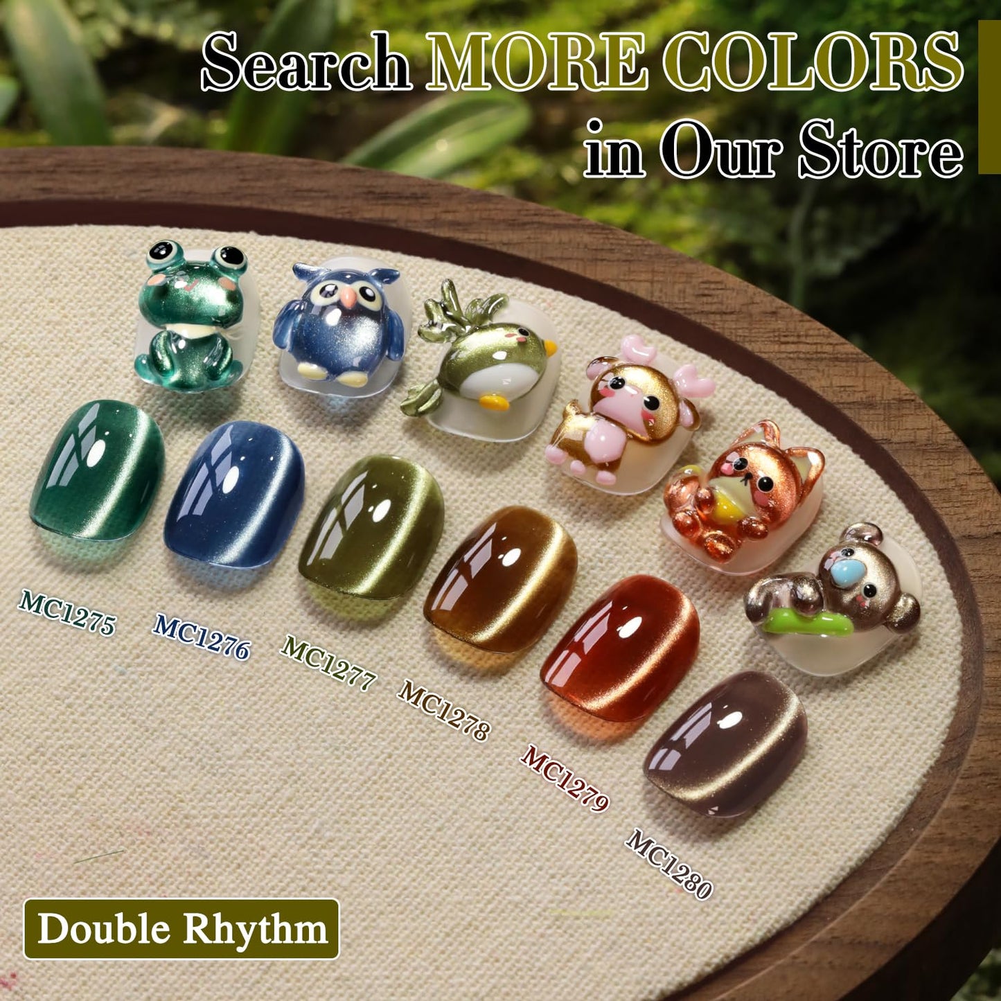 Double Rhythm 0.5 Oz Cat Eye Gel Polish with Magnet Same Color Same Bottle Holographic Glitter Shimmer Translucent Color Salon 15 ML Magnetic Nail Art (Sage Green-MC1277)