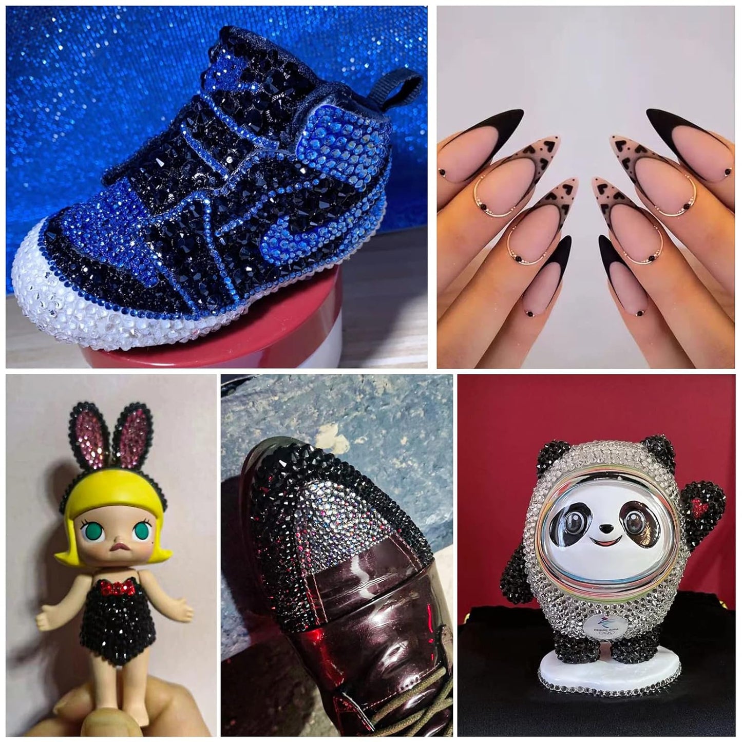 beadsland Flat Back Crystal Rhinestones Round Gems, Black (2.3-2.5mm) SS8/1440pcs