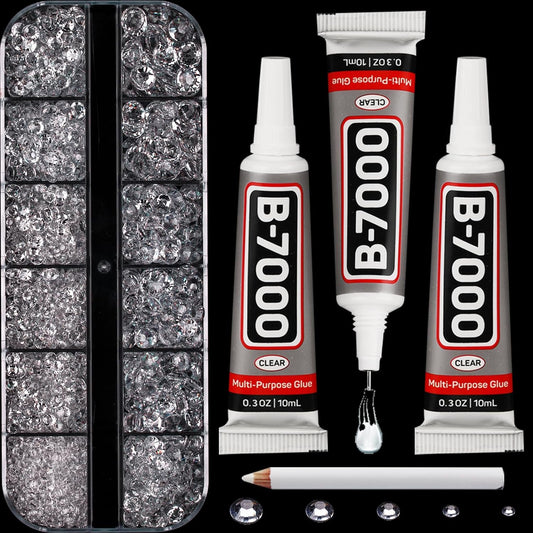 6000Pcs Transparent Clear Rhinestones for Crafting Bedazzling with b7000 Glue, Bling Shiny Resin