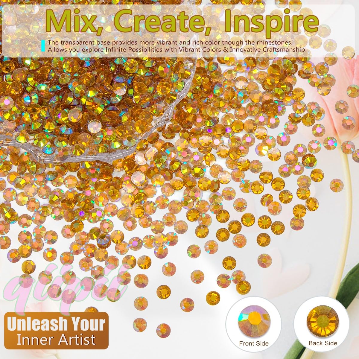 16000PCS Transparent Brown Resin Rhinestones for Crafting 3mm 4mm 5mm Amber Brown Flatback Jelly Stones Diamonds Crystals Gems Charms for Nails Face Eyes Makeup Tumblers Bottles Crafts Clothes