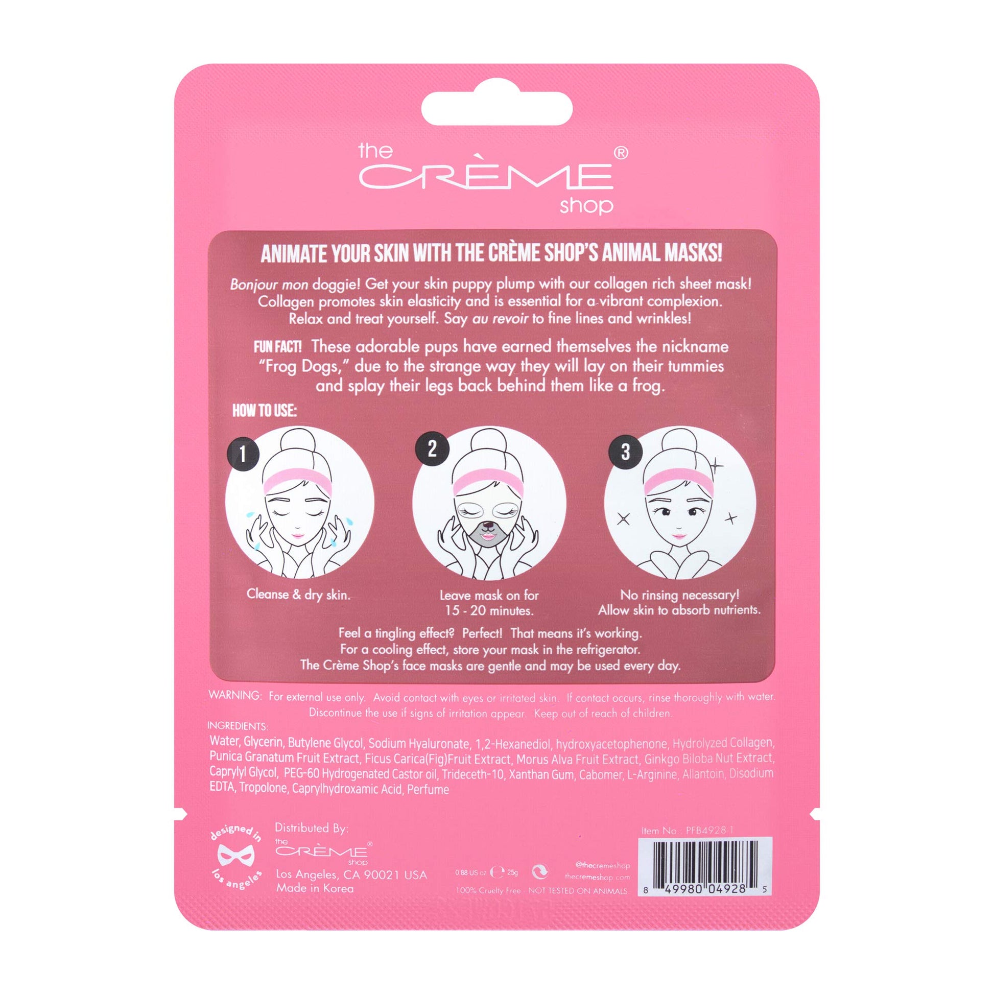The Crème Shop Plump Up, Skin! Animated Face Mask (Bulldog/Set of 3)