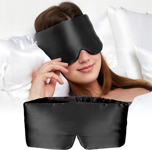 Silk Sleep Mask for Women and Men, Side Sleeper, 22 Momme Pure Mulberry Silk Total Blackout 100% Mulberry Eye Mask with Adjustable Headband Full Size, Eye Masks for Sleeping and Travel
