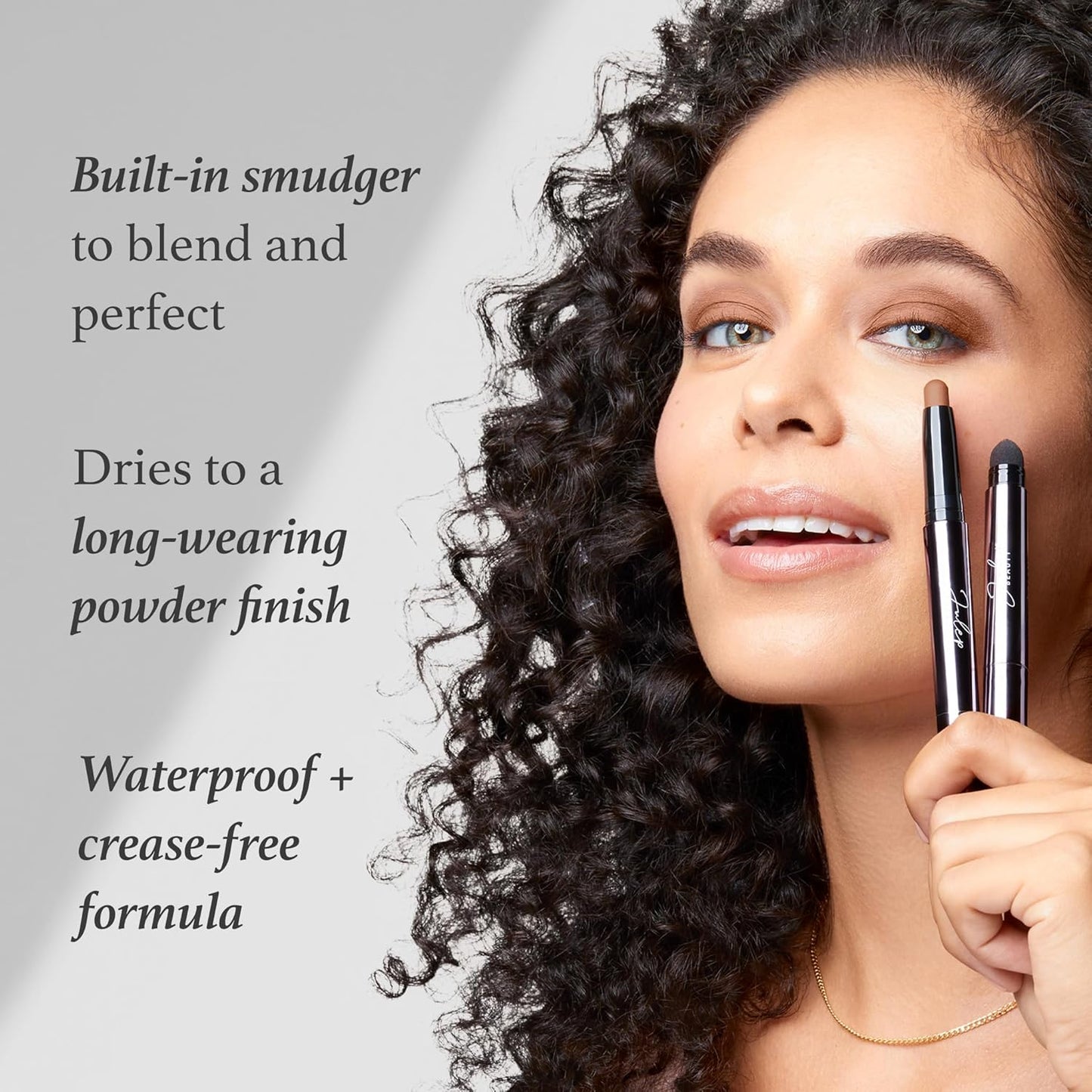 Julep Eyeshadow 101 Crème-to-Powder Waterproof Eyeshadow Stick Duo – Long-Lasting, Crease-Proof, Easy Apply with Built-in Smudger - Silver Moonlight Shimmer & Honey Gold Shimmer