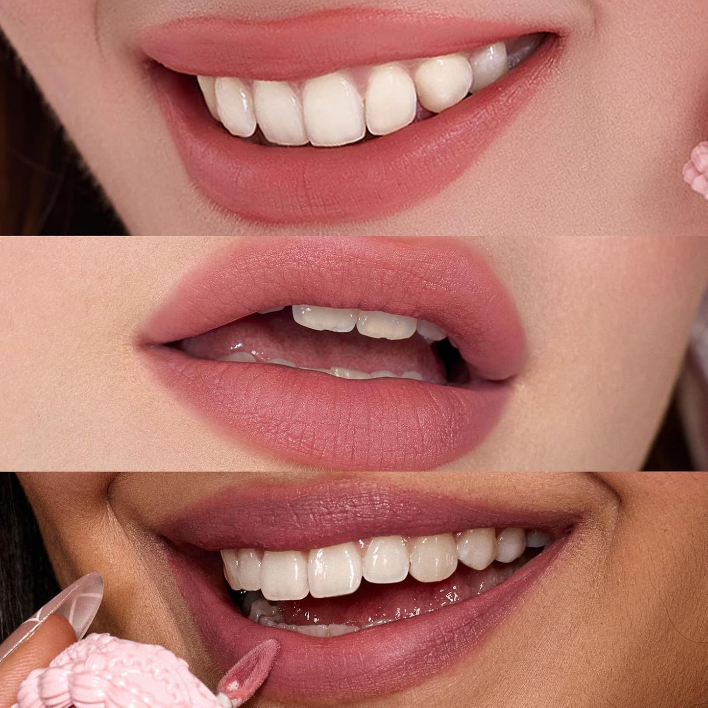 Flower Knows Enchanted Lip Kit,Strawberry Cupid Cake Lip Cream V03+V04 Set with Lip Brush & Leather Bag,4-Piece Makeup Gift Set