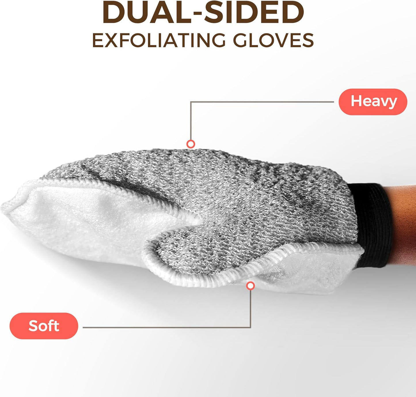 ZOMCHI 2 Pack Deep Exfoliating Glove with Dual Texture, Massage Body Scrub Gloves for Home Spa, Exfoliating Mitt for Dead Skin Removal (Deep + Soft)