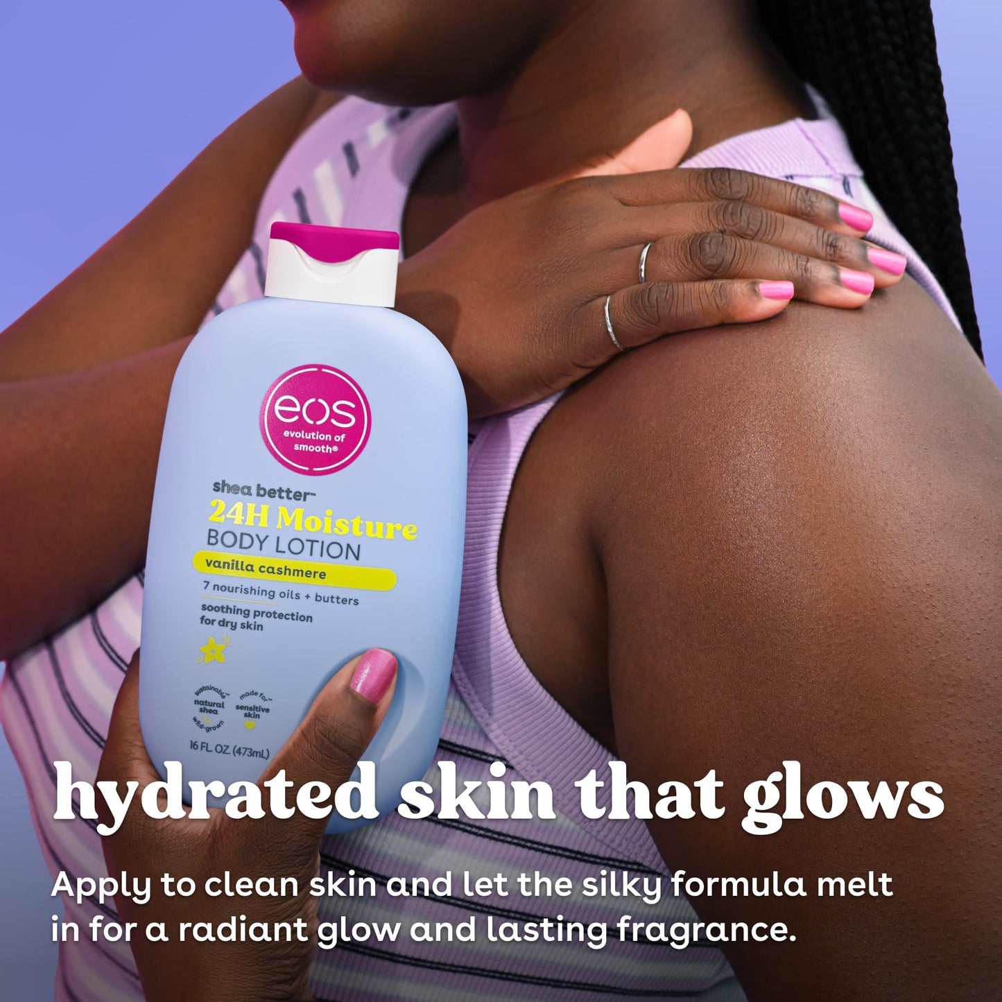eos Shea Better Body Lotion Vanilla Cashmere, 24-Hour Moisture Skin Care, Lightweight & Non-Greasy