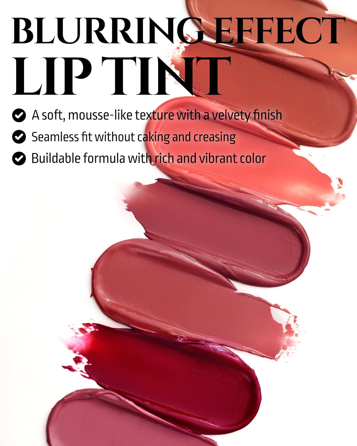 HEVVYMAKEUP Blurring Effect Lip Tint - Airy Velvet Matte Lips - Vegan, Longwear, Vibrant, Buildable Creamy Soft Texture - Korean Lip Makeup, Figgy Caramel, 0.13 fl.oz.