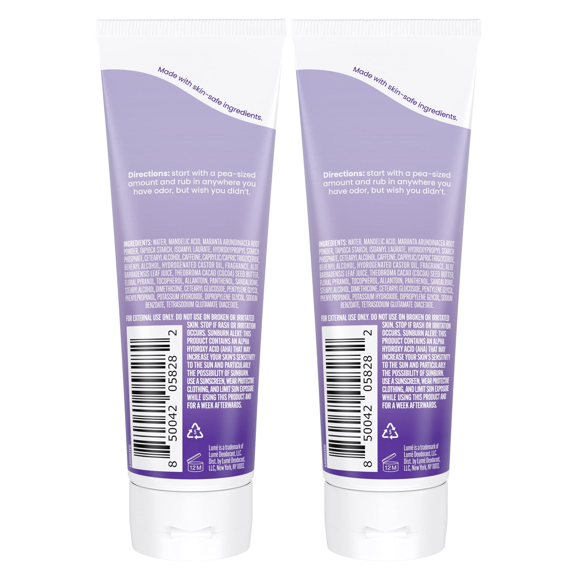 Lume Whole Body Deodorant - Cream Tube - 3 oz, 2 pk (Soft Powder)