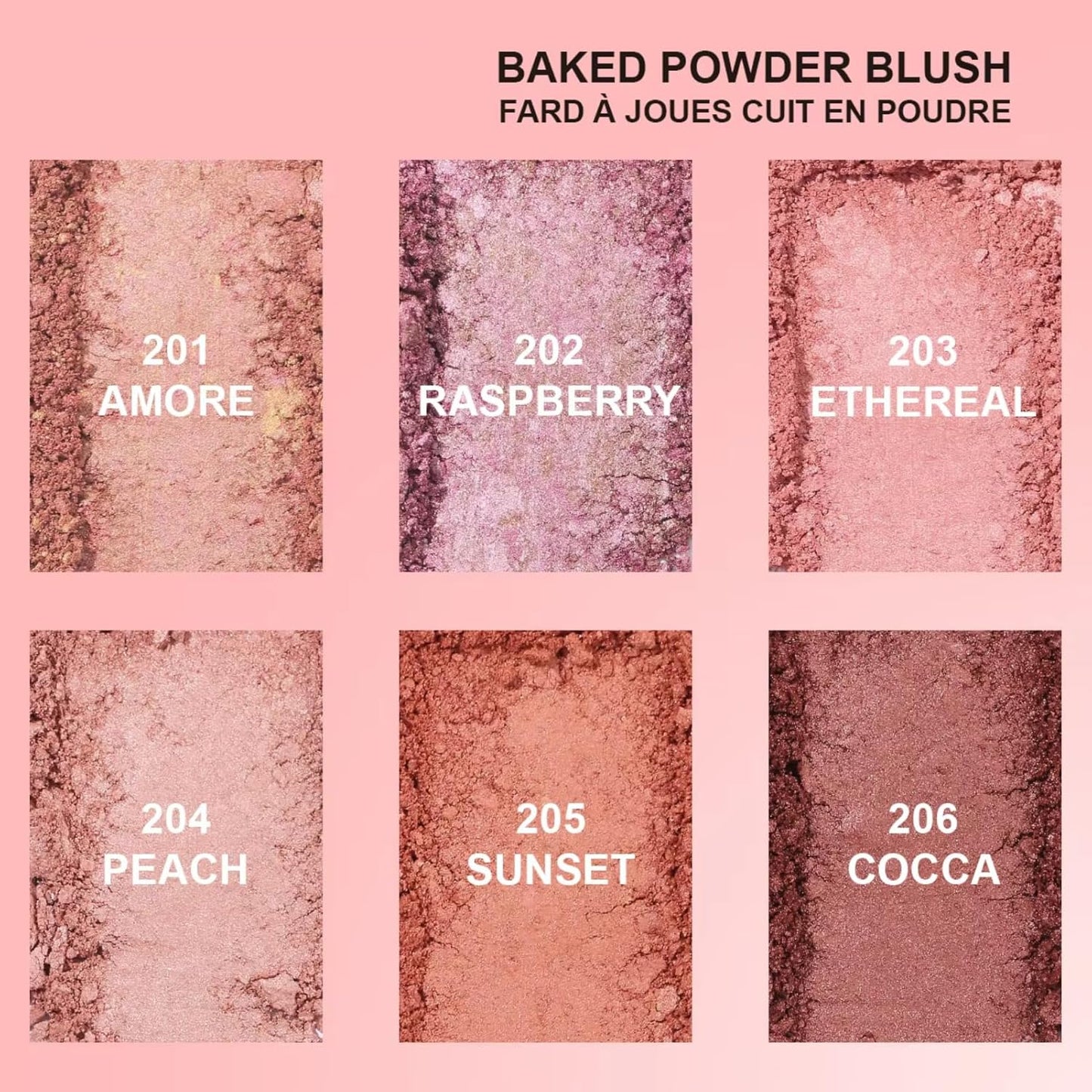 Baked Blush, Marbleized Blush for Cheeks, Shimmery Satin Finish Blushes Powder Palette, Buildable Color Natural Face Makeup Powder