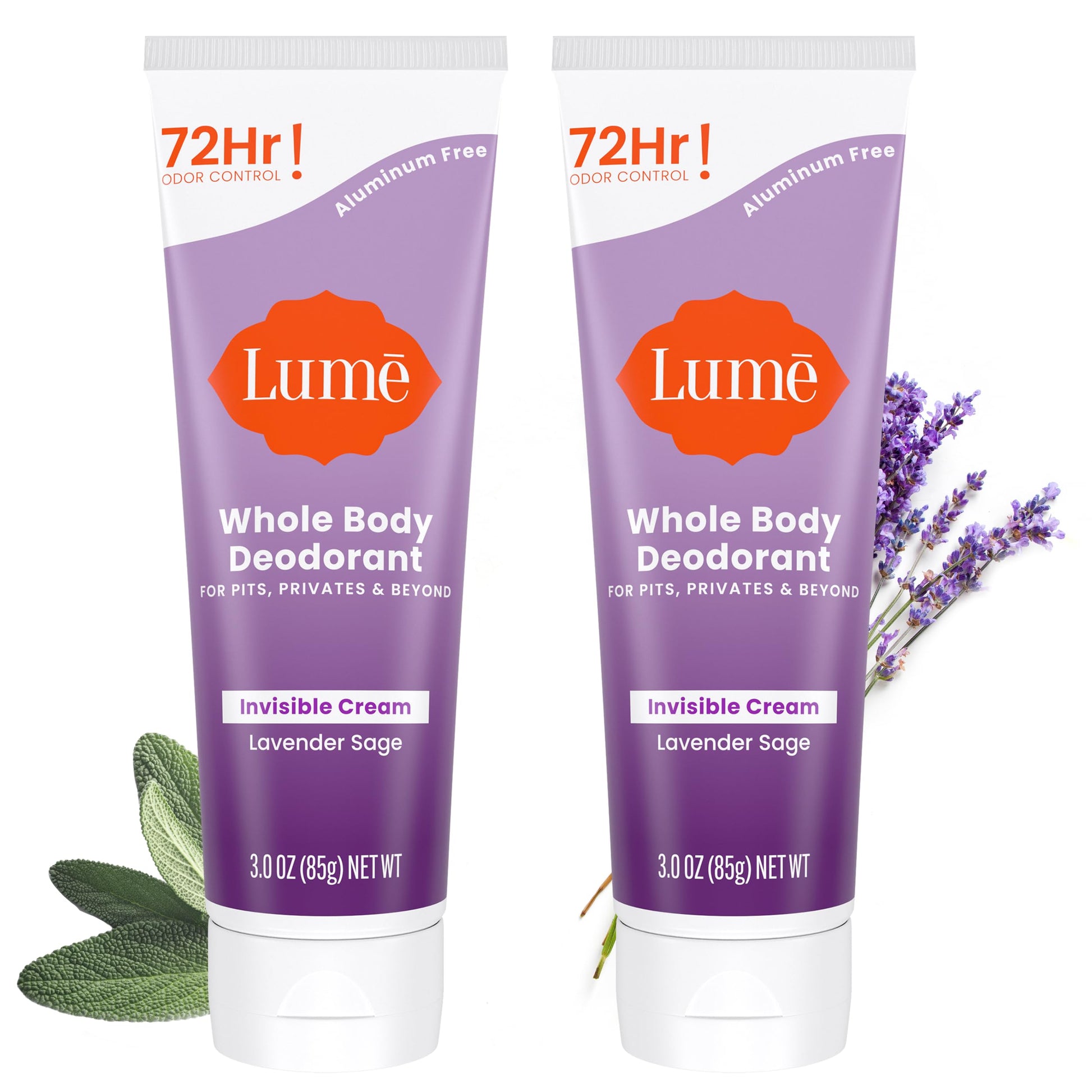 Lume Whole Body Deodorant - Cream Tube - 3 oz, 2 pk (Lavender Sage)