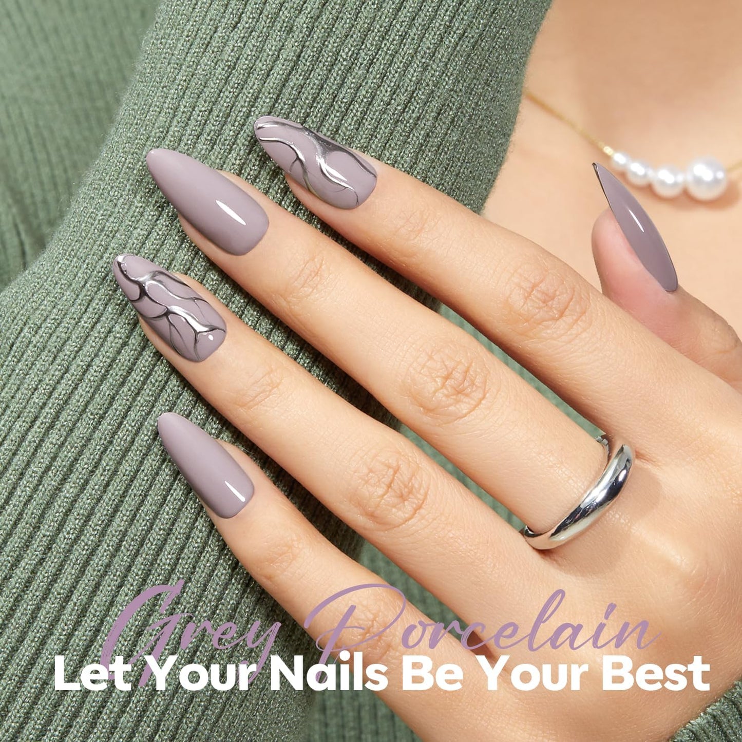 modelones Gray Nail Polish, Light Grey 15 ml Quick Dry Nail Lacquer Strengthener Long Last Shine Fingernail Toe Nail Art DIY Home Travel Manicure Gift for Women Girls 0.5 Fl Oz