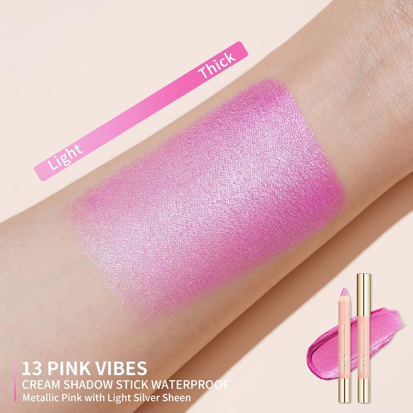 Oulac Waterproof Pink Eyeshadow Pencil for Long-Lasting Eye Looks - Easy to apply, Blendable and Smudge-proof, Vegan Beauty 3.8g, (13) Pink Vibes