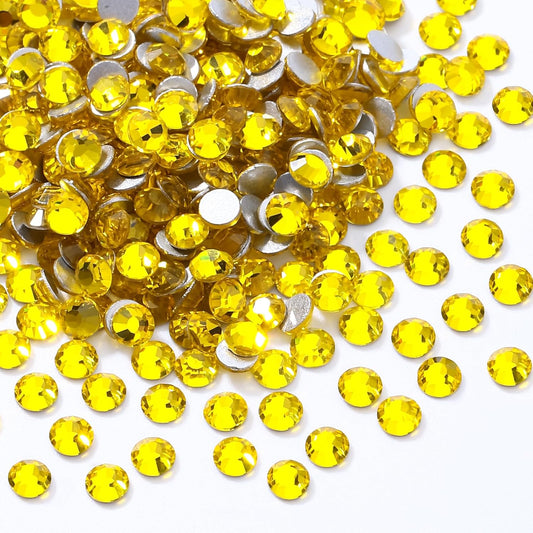 Citrine Flatback Rhinestones, Glass Rhinestones for Nail Art and Craft, Glue Fix, Loose Crystal