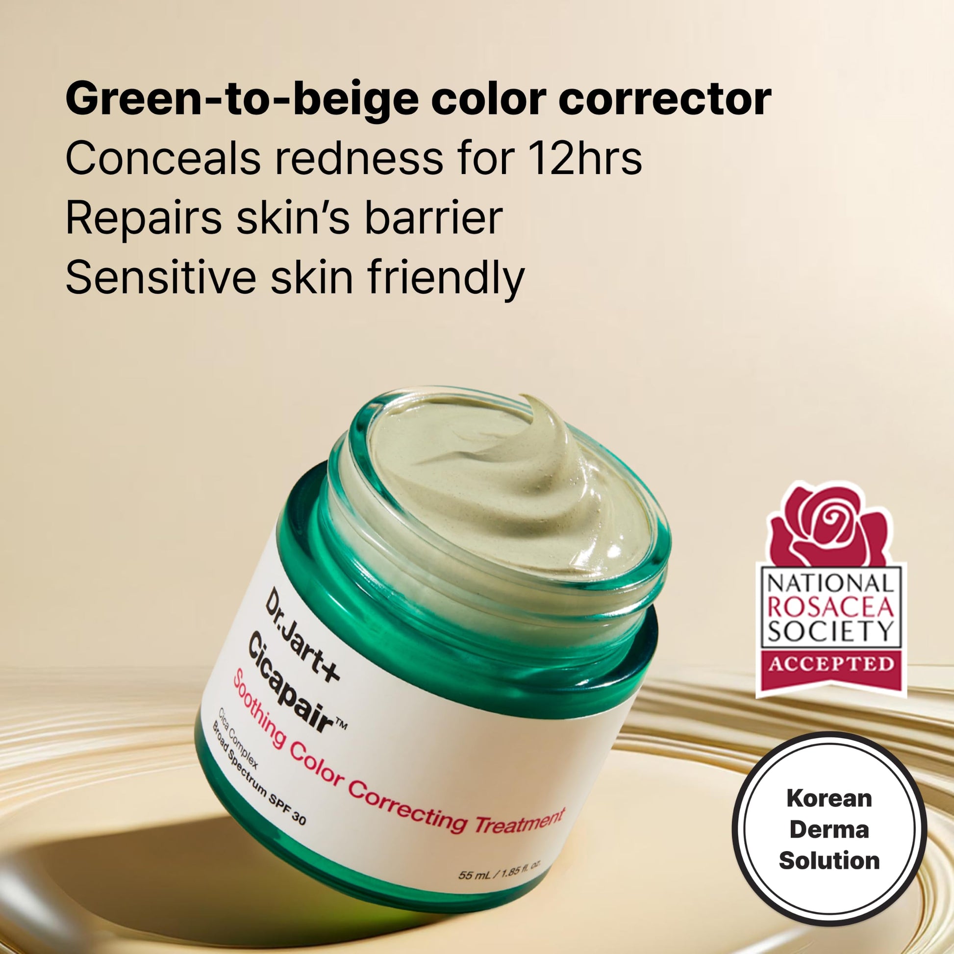 Dr.Jart+ Cicapair Soothing Color Correcting Treatment SPF 30 with Centella Asiatica Extracts | cc