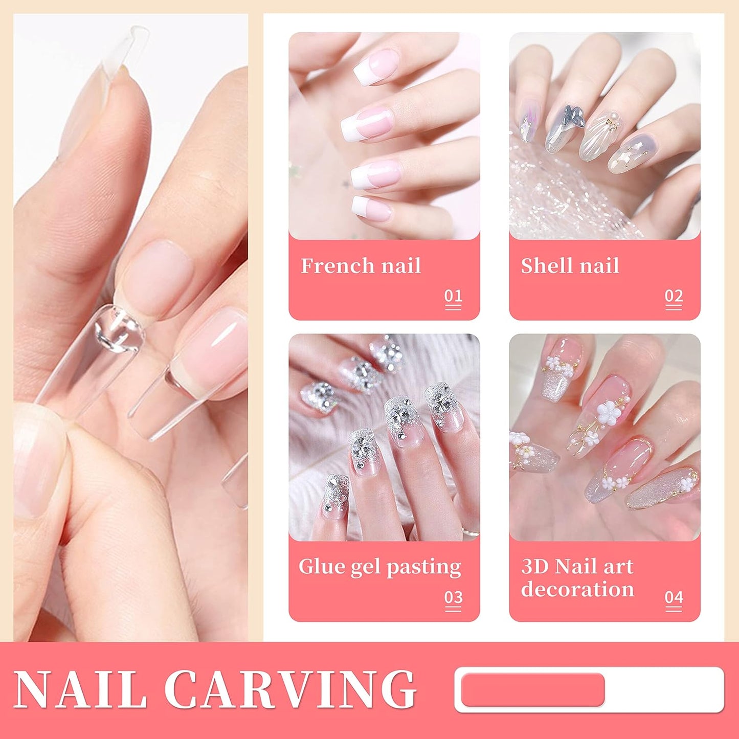 AIJIMEI Solid Builder Nail Gel - 15ml Solid Gel for Press Ons, False and Acrylic Tips Sculpting Gel for Art Non-Sticky Hand Carving Glue Extension with Sequins DIY Salon Home Use