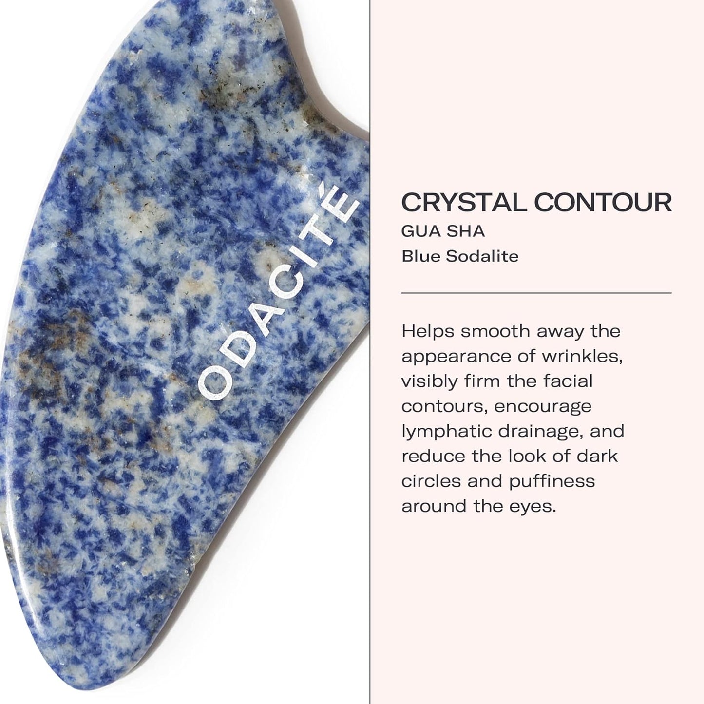 ODACITE Odacité Gua Sha for Face Crystal Contour – Blue Sodalite Facial Massager - Scraping Massage Tool Lifts & Revitalizes Skin - Reduce Puffiness, Wrinkles and Dark Under-Eye Circles
