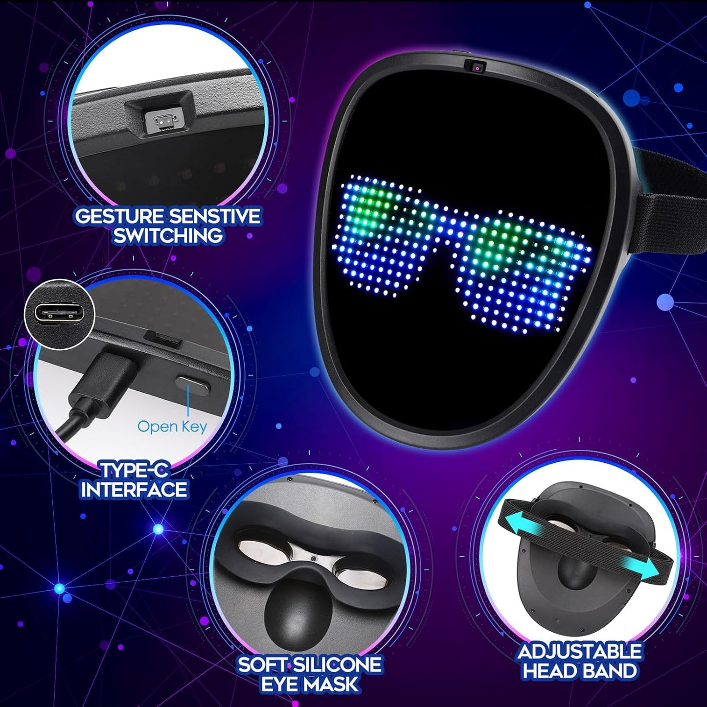 Halloween LED Mask, Light Up Masks Halloween Costume Cosplay Party Birthday Gifts for Teen Boys Girls