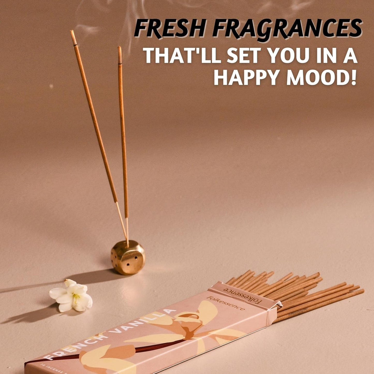 Folkulture Vanilla Incense Sticks | Pack of 75 Fall Insence-Sticks | Vanilla Incents with 45 Mins Burn Time | Fall Scents for Meditation | Organic Insence-Stick, Natural Inscents-Sticks for Relaxing