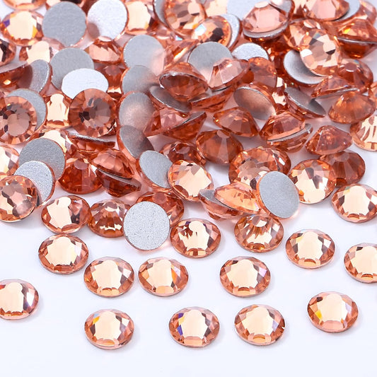 Champagne Flatback Rhinestones, Glass Rhinestones for Nail Art and Craft, Glue Fix, Loose Crystal