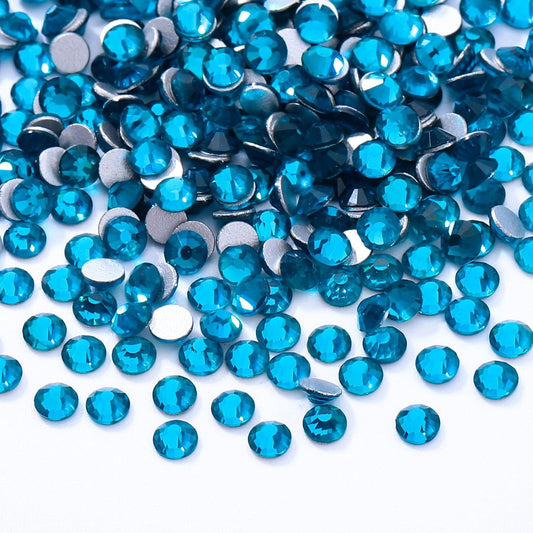 Malachite Blue Flatback Rhinestones, Glass Rhinestones for Nail Art and Craft, Glue Fix, Loose