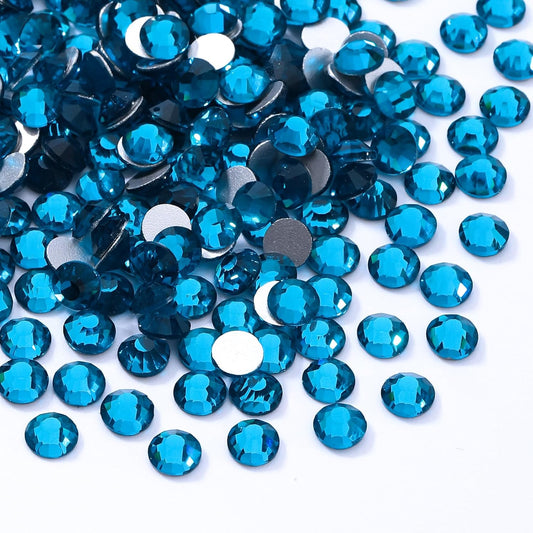 Malachite Blue Flatback Rhinestones, Glass Rhinestones for Nail Art and Craft, Glue Fix, Loose
