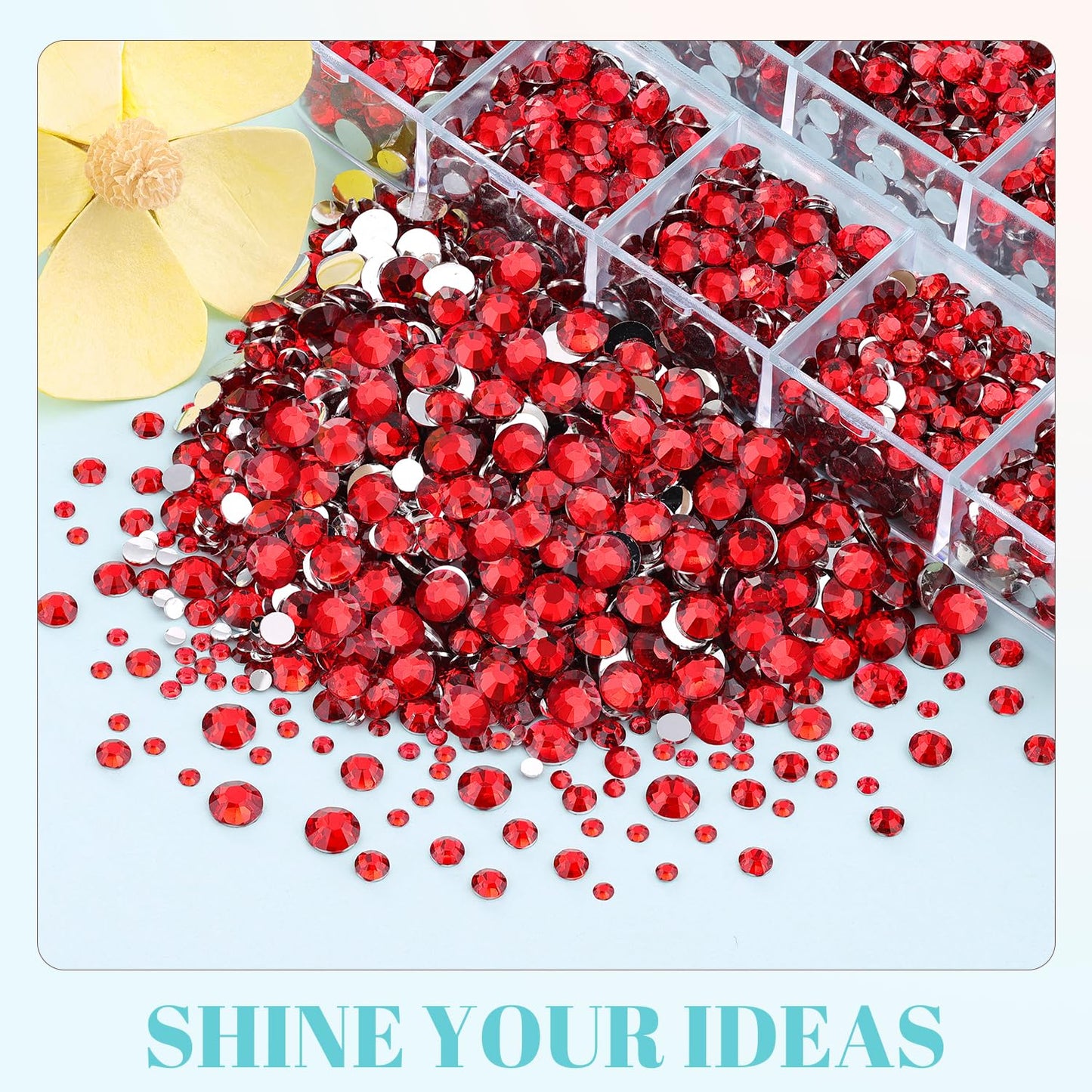 6100Pcs Resin Rhinestones for Crafting with 2Pcs 10ml B7000 Jewelry Glue, 1 Box Flatback Crystals Diamond (Red) for Bedazzling Crafts DIY Nail Art Non Hotfix Gems for Clothing Shoes Tumblers