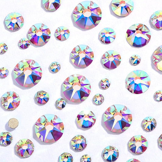 Novani Crystal AB Rhinestones Flat Back Round Rhinestone Style 2088 Sparkly Crystal Gemstones for