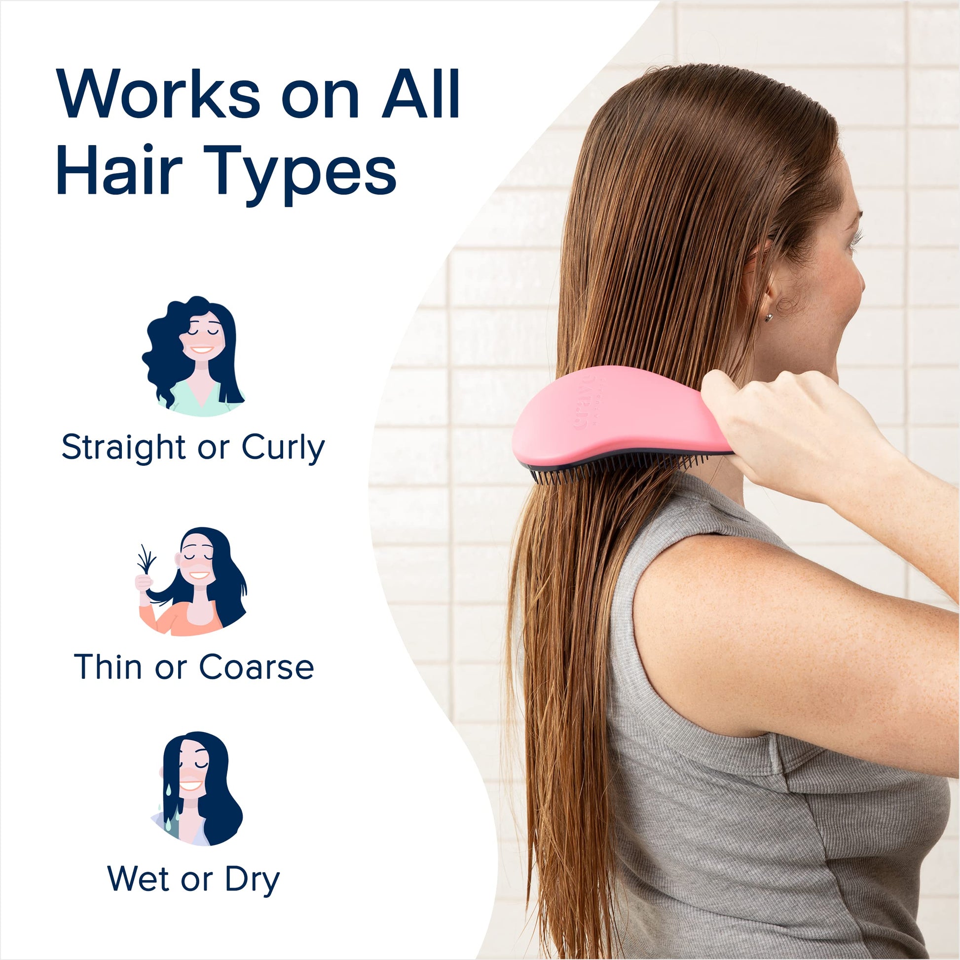 Crave Naturals Glide Thru Detangling Brush for Adults and Kids - Detangler Brush for Curly or