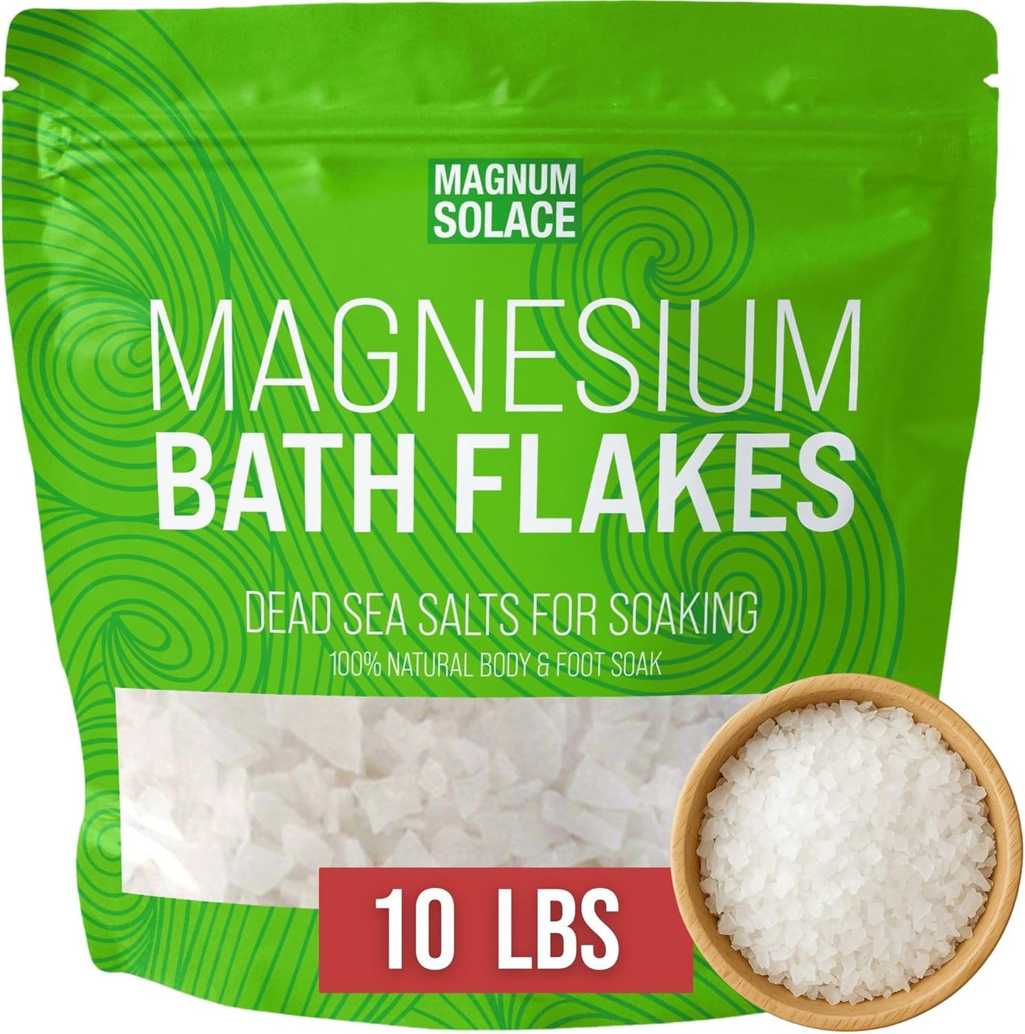 Magnesium Flakes for Bath - Magnesium Chloride Flakes - Dead Sea Salts for Soaking, 10 LBS