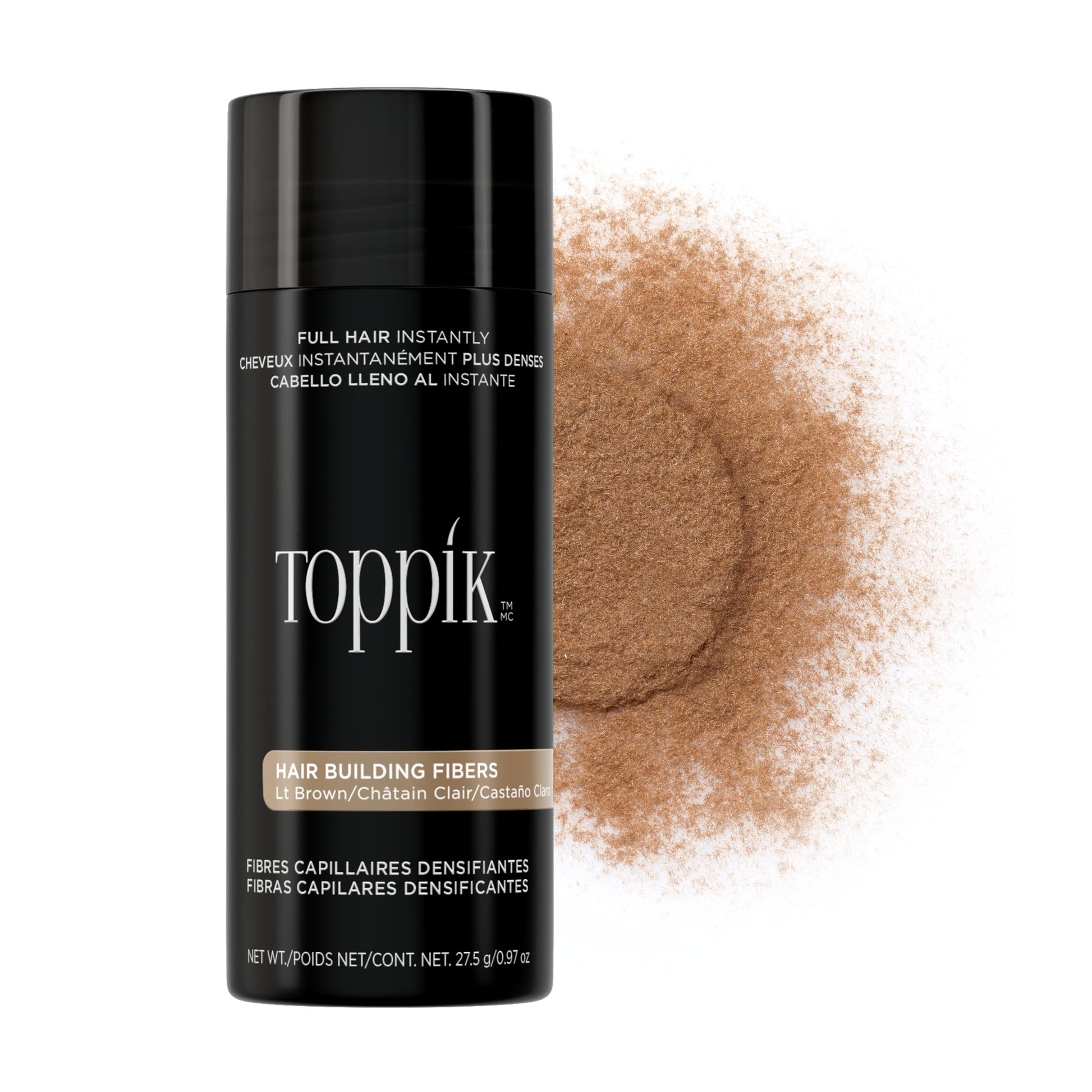 Toppik Hair Building Fibers, Light Brown, 27.5g Fill In Fine or Thinning Hair, Instantly Thicker