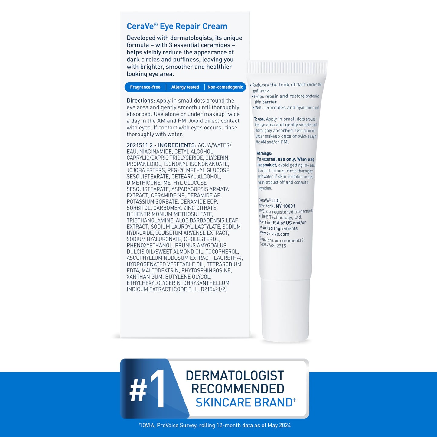 CeraVe Eye Repair Cream, Under Eye Cream for Puffiness and Bags, 0.5oz