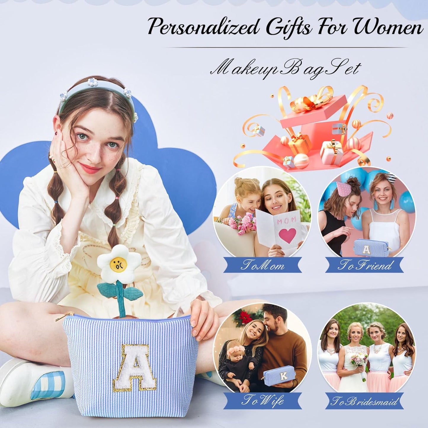 YOOLIFE Mom Gifts for Women, Travel Makeup Bag Organizer | Mother's Day Gift from Daughters | Small Travel Essentials Makeup Bag