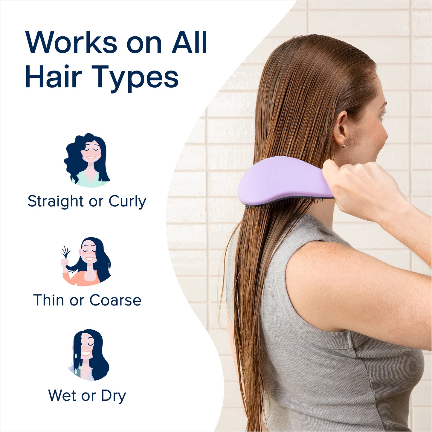 Crave Naturals Glide Thru Hair Brush - Detangler Brush for Curly, Straight, Wet or Dry Hair