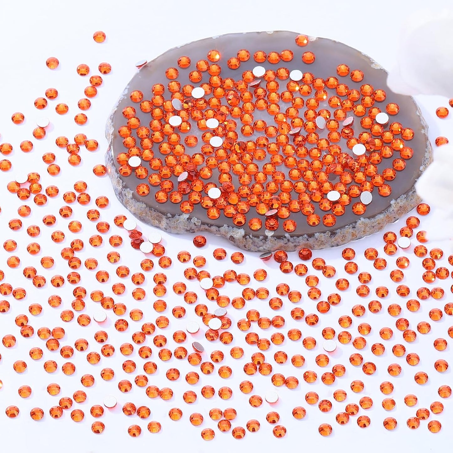 Hyacinth Flatback Rhinestones, Glass Rhinestones for Nail Art and Craft, Glue Fix, Loose Crystal Gemstones(Orange, SS6, 2880pcs, 1.9-2.0mm)