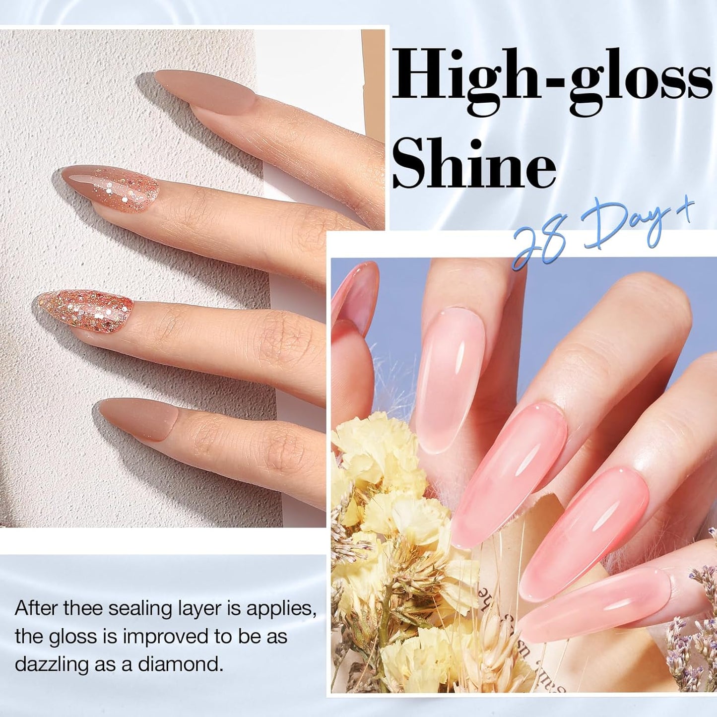 AZUREBEAUTY Dip Powder Liquid Set Bond, Base, Glossy Matte Top Coat, Activator, Brush Saver Dipping Powder Essential Tools No Nail Lamp Needed 0.5Fl oz 15ml 6Pcs