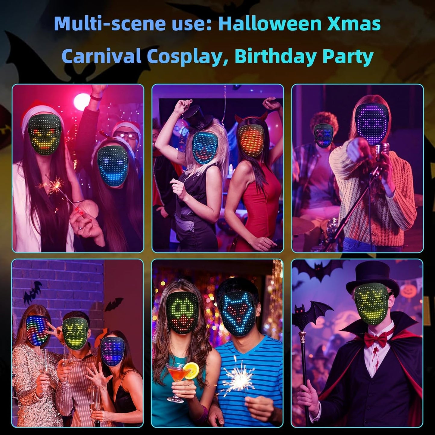 LED Mask with Gesture Sensing(50 Pattern Display) - The coolest gift for Halloween Christmas costume role play, children's birthday party